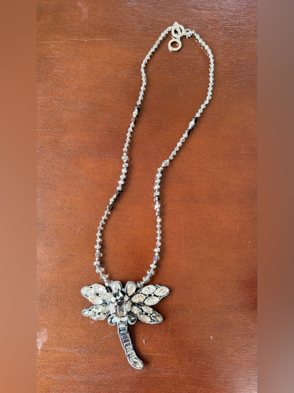 Sparkling Dragonfly Crystal Necklace - Silver and Clear